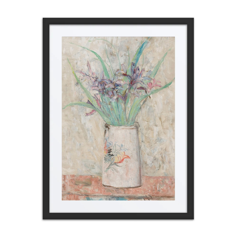 Irises in a White Vase