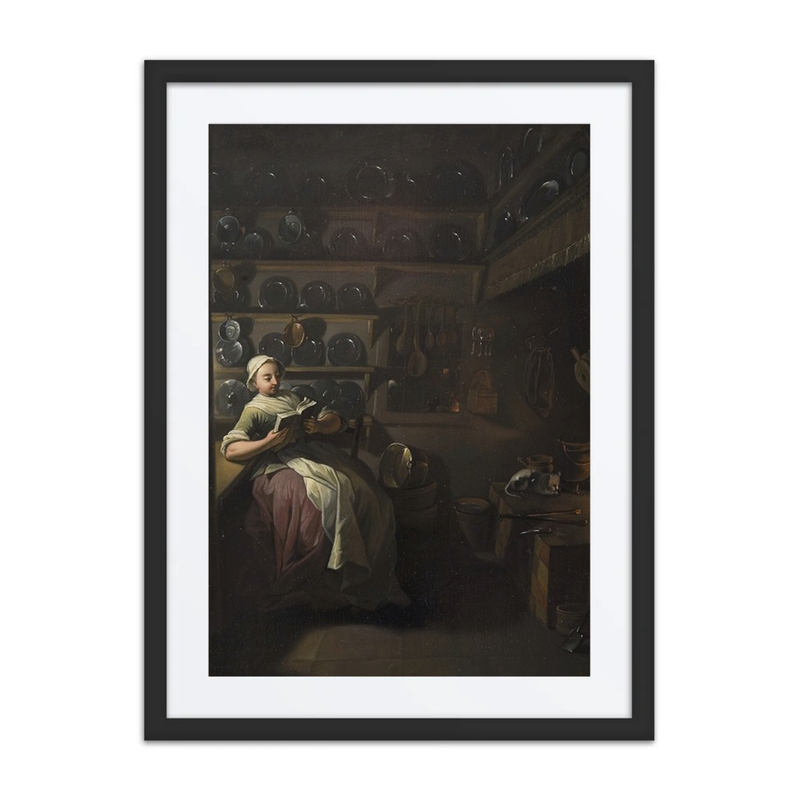Kitchen Interior with a Girl Reading
