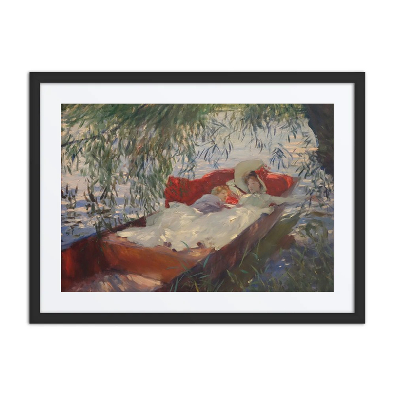 Lady and Child Asleep in a Punt Under the Willows