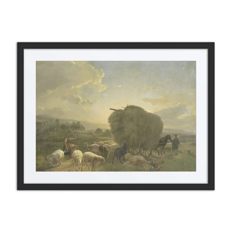 Landscape with Sheep and Hay Wagon