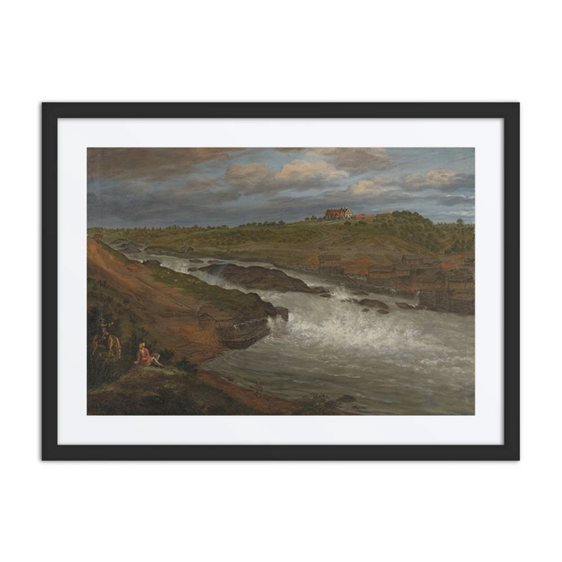 Landscape with Waterfall and Buildings