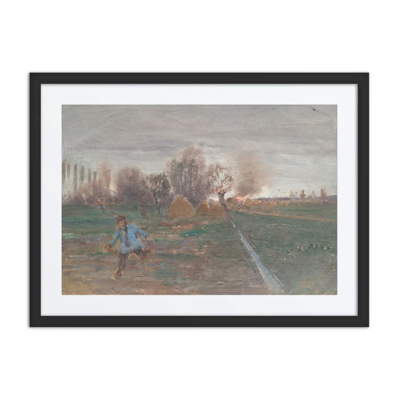 Landschaft Mit Brennendem Gehöft