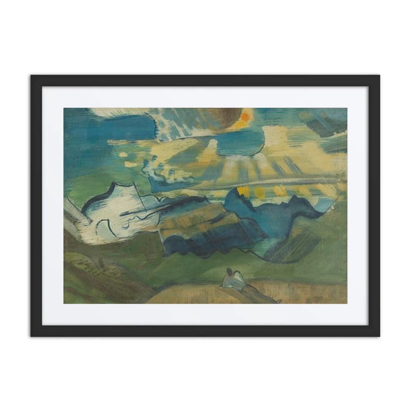 Landschaft Mit Liegendem Wanderer