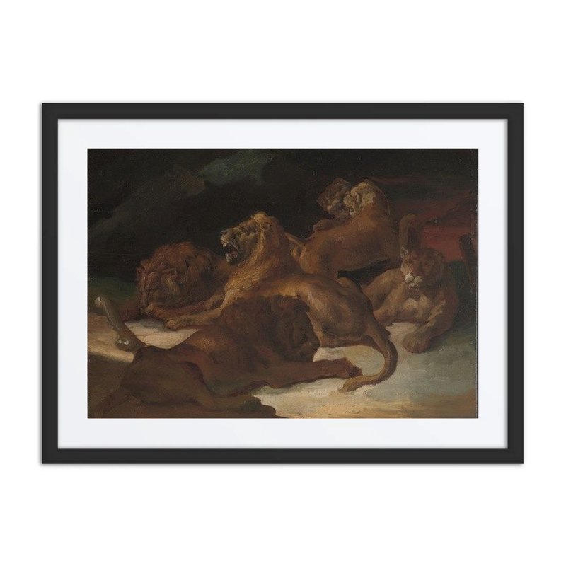 Lions in a Mountainous Landscape