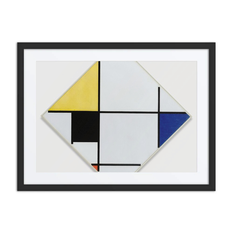 Lozenge Composition with Yellow, Black, Blue, Red, and Gray