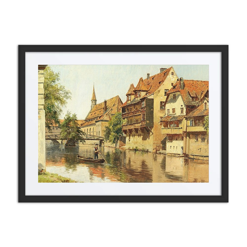 Man in a Boat in a German Town