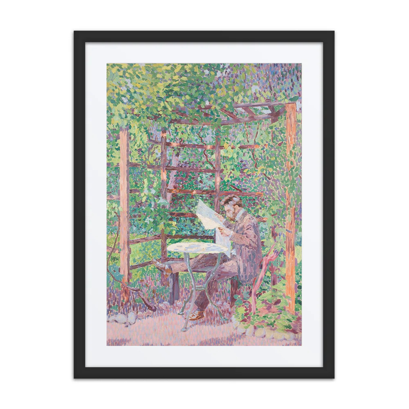 Man Reading in a Garden Arbor