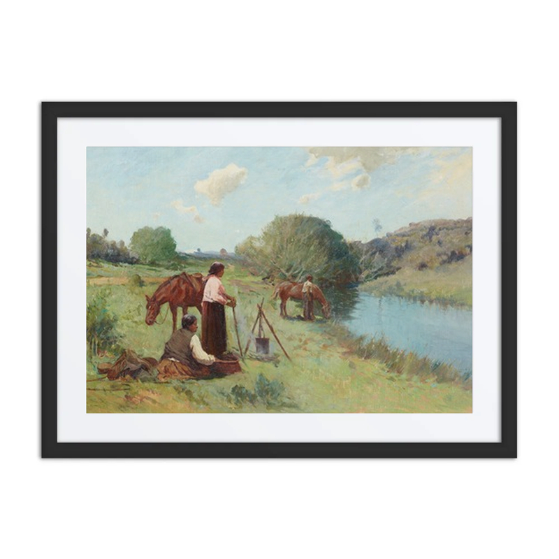 Maoris on a River Bank