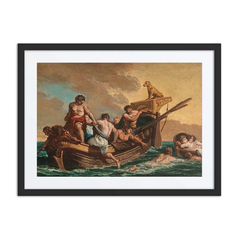 Mariners Rescuing a Young Boy Adrift at Sea in a Basket