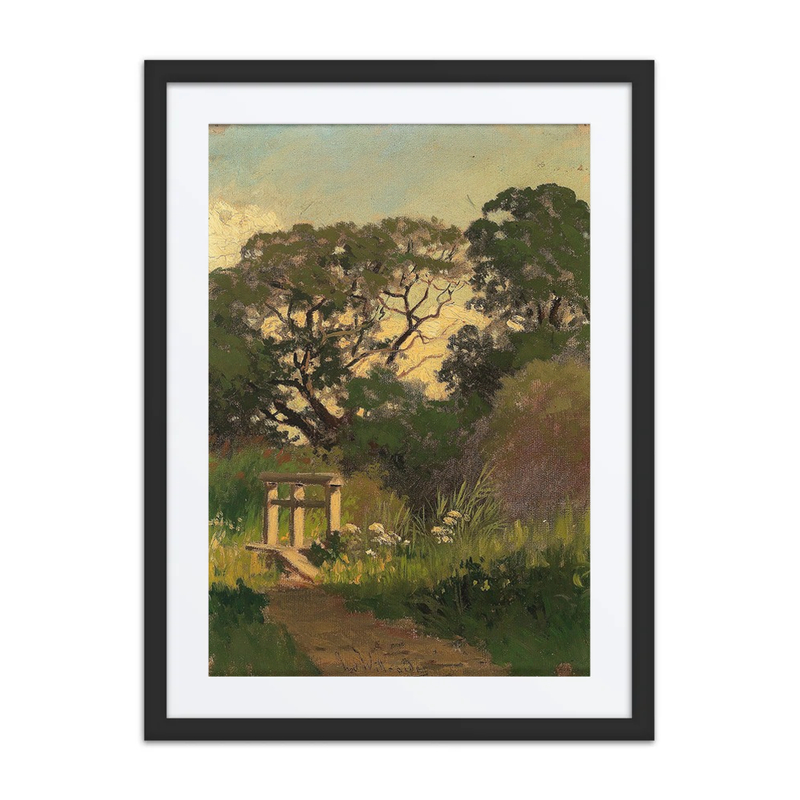 Meadow Scene with Bridge over Stream