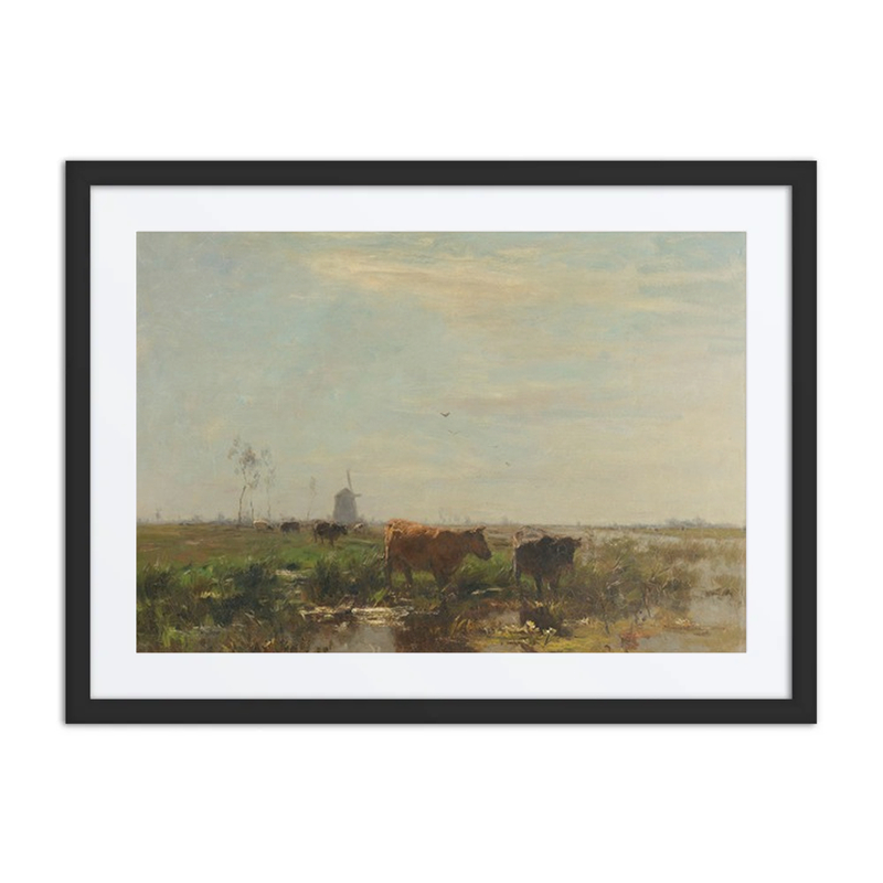 Meadow with Cows and Windmill