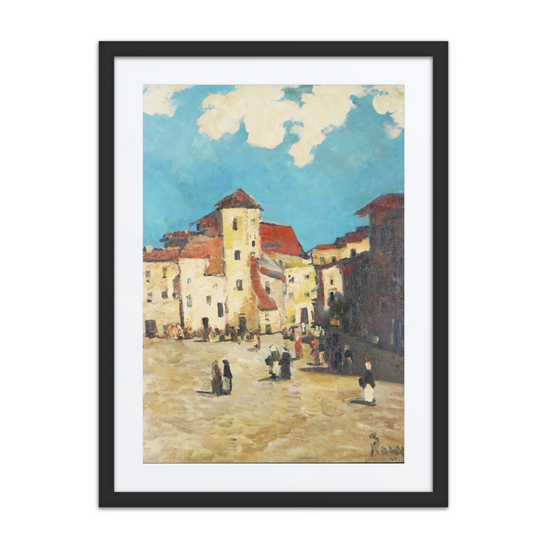 Mediterranean City Scene with Lively Courtyard