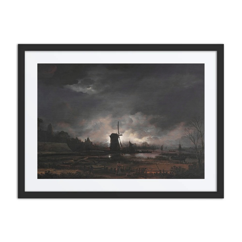 Moonlit Landscape with a Windmill