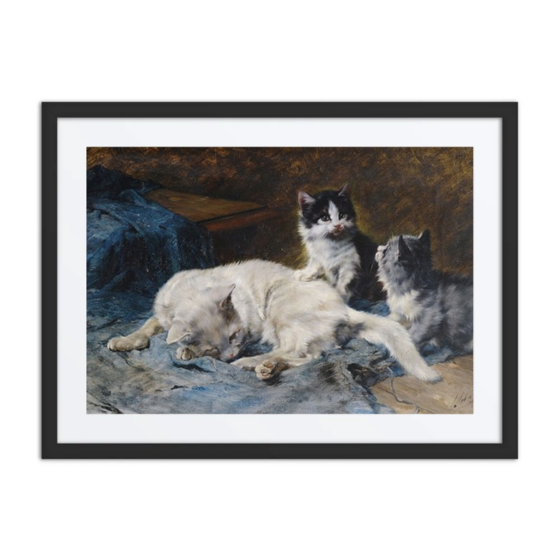 Mother Cat with Two Kittens