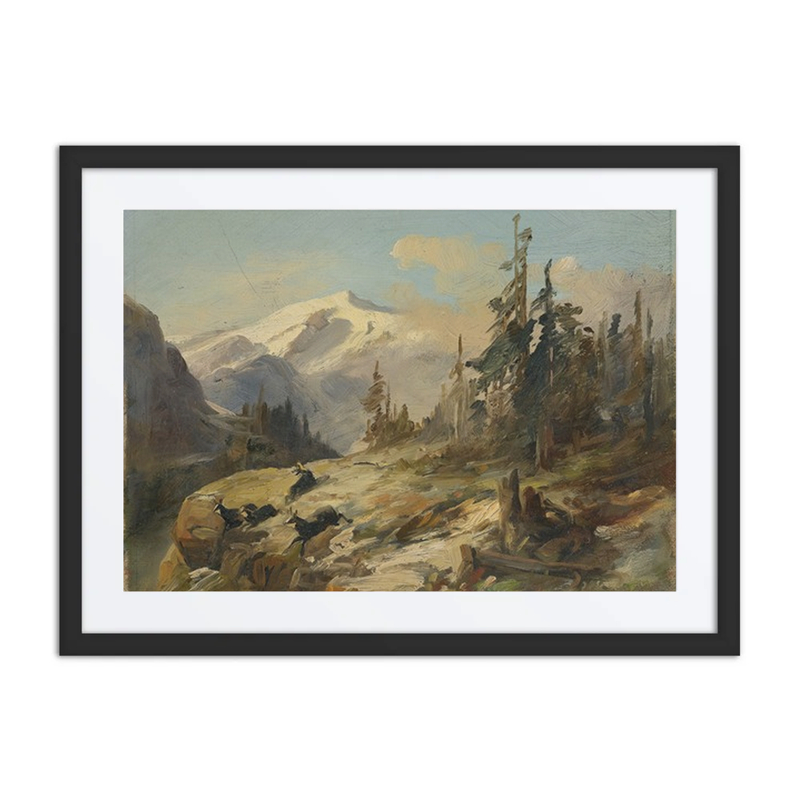 Mountain Landscape with Chamois Deer