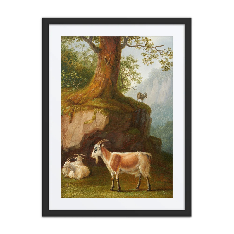 Mountain Landscape with Four Goats