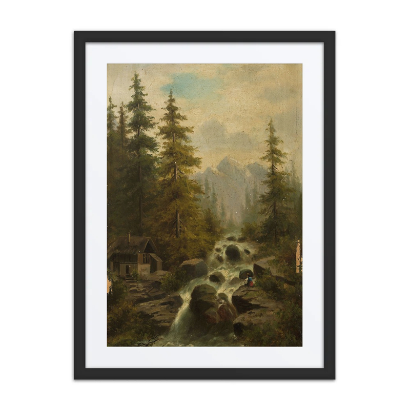Mountain Landscape with Waterfall