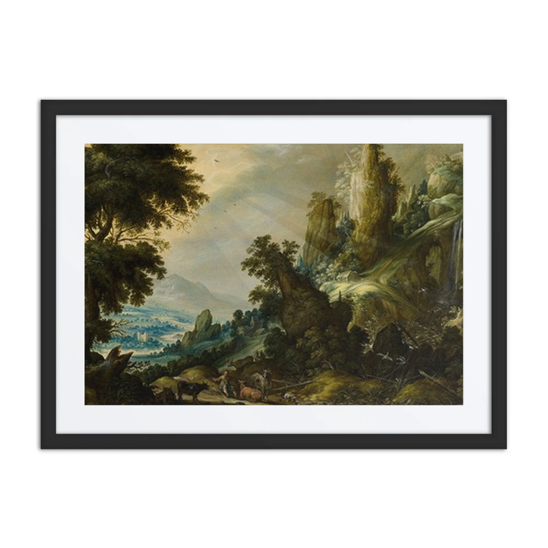 Mountain Landscape with Waterfall