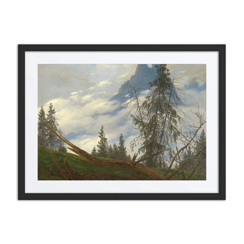 Mountain Peak with Drifting Clouds