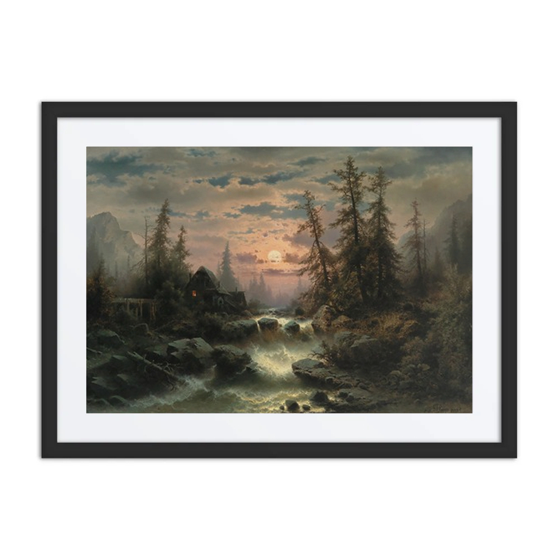 Mountain Stream in the Moonlight