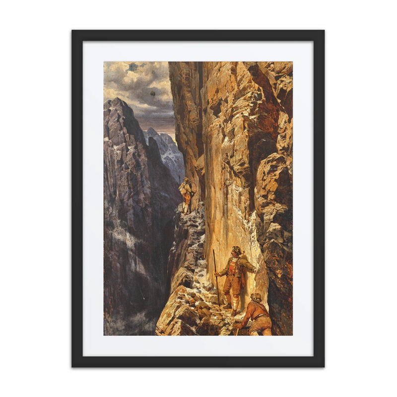 Mountaineers Ascending a Steep Rock Face