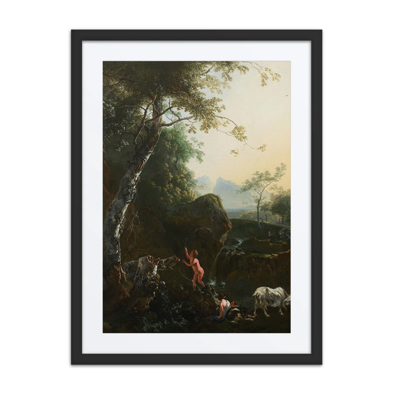 Mountainous Landscape with Waterfall