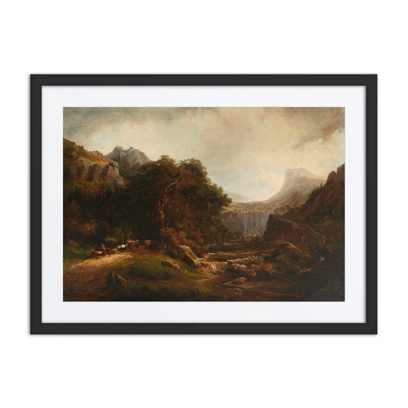 Mountainous Landscape with Waterfall
