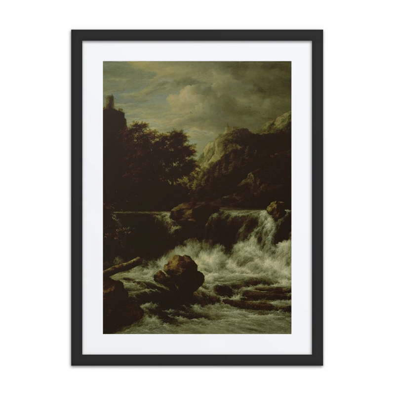 Mountainous Landscape with Waterfall
