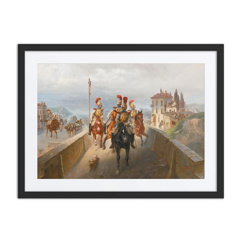 Napoleonic Troops Crossing a Bridge