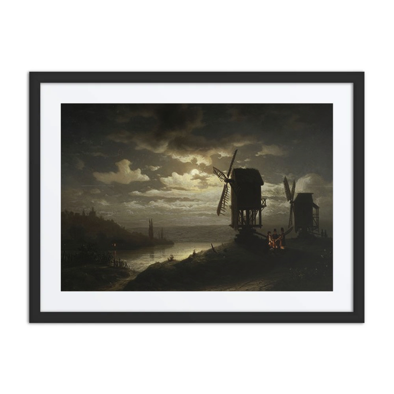 Nocturnal Landscape with Windmills