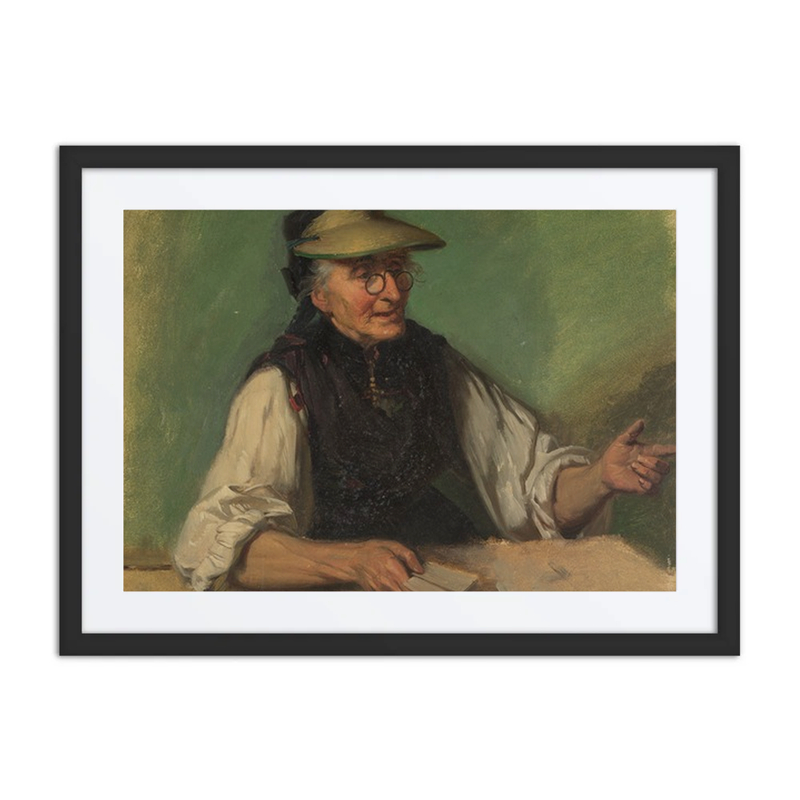 Old Black Forest Woman with Eye Shade and Playing Cards