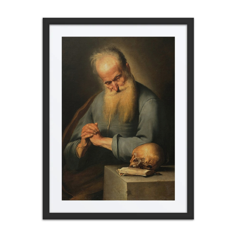 Old Man in Prayer Contemplating a Skull