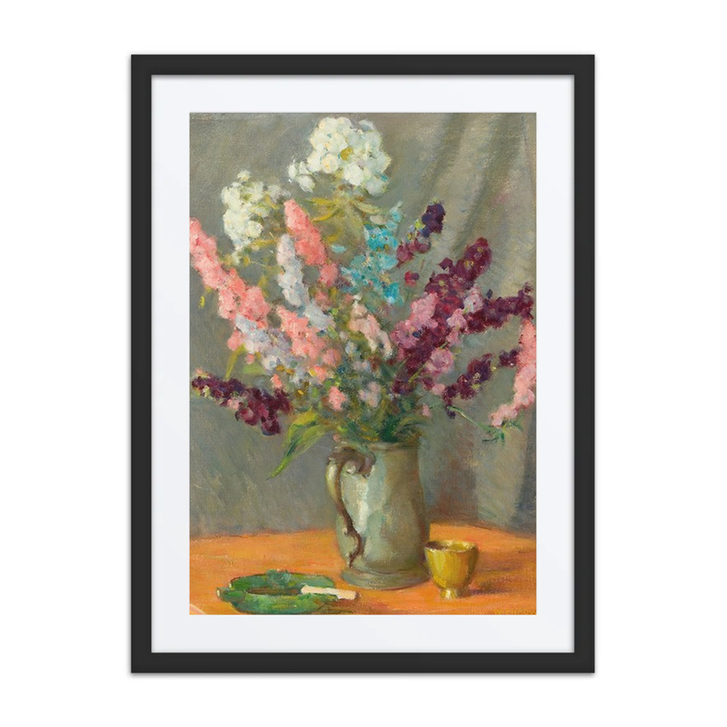 Pewter Mug with Delphiniums