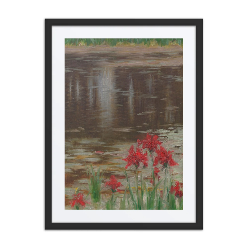 Pond with Red Flowers
