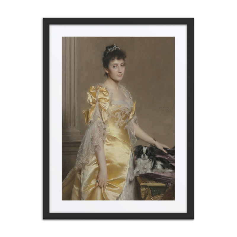 Portrait of an Elegant Woman with a Papillon Spaniel
