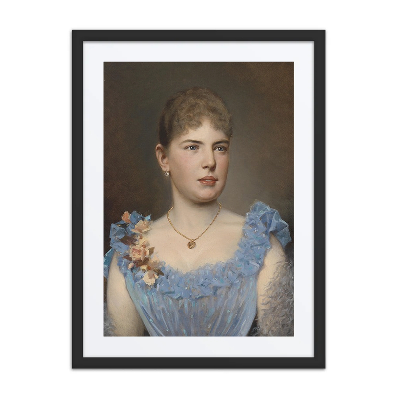 Porträt Einer Dame in Blauem Kleid