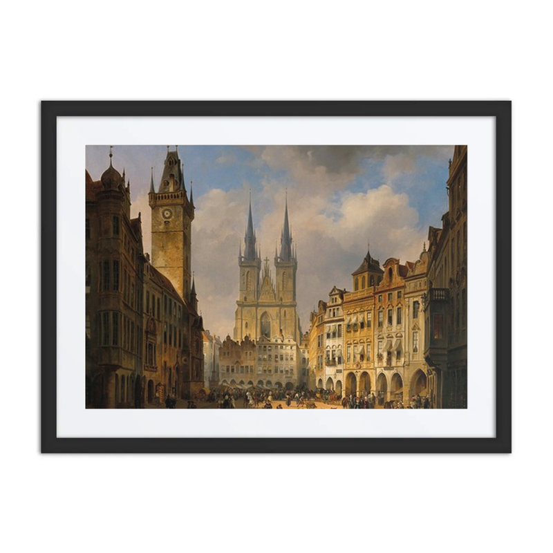 Prague, the Old Market with the Church of Our Lady (Teyn Church) in the Distance