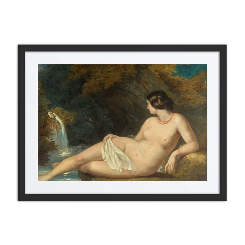 Reclining Nude by a Waterfall