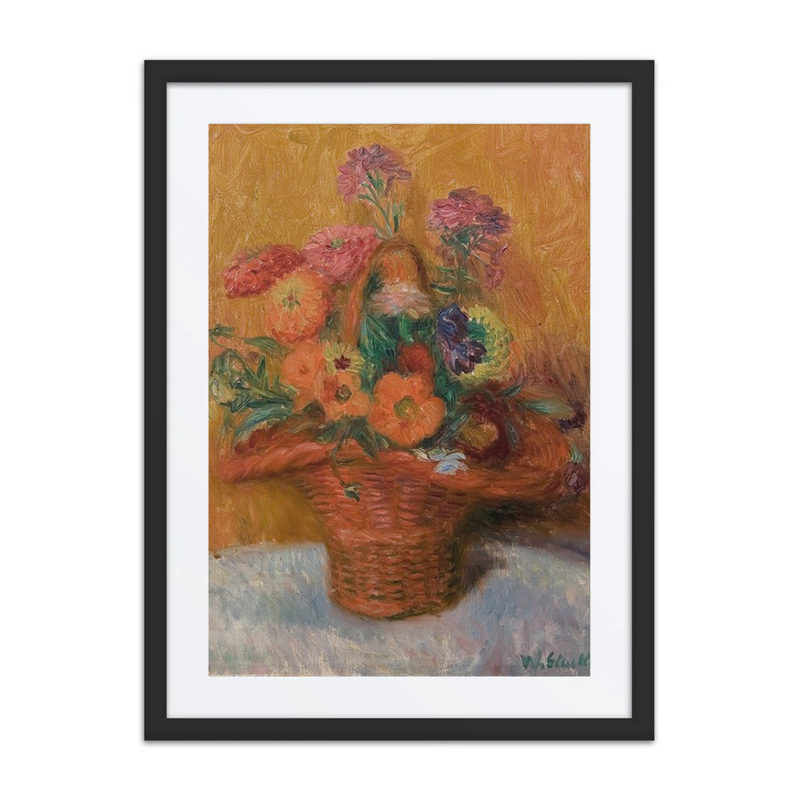 Red Basket of Zinnias