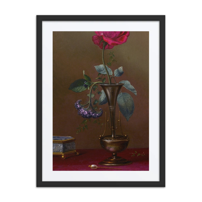 Red Rose and Heliotrope in a Vase