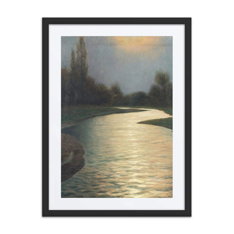 River Landscape in Moonlight