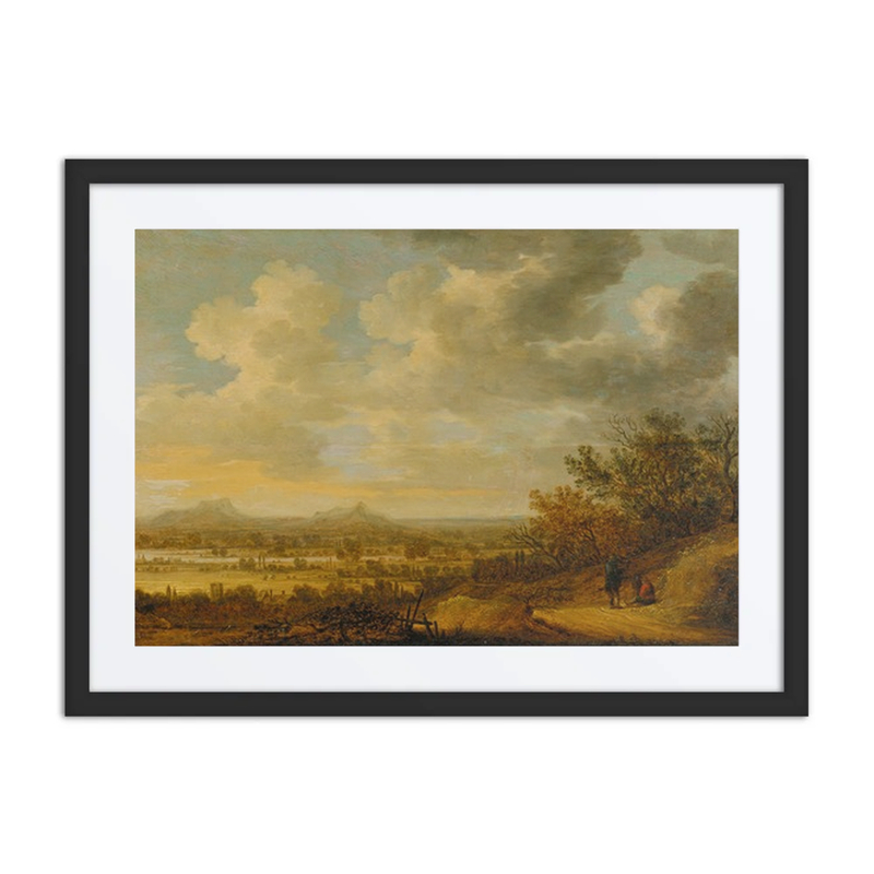 River Landscape in the Evening with Resting Wanderers