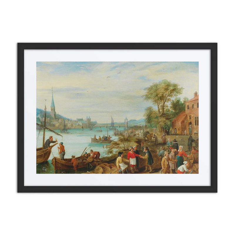 River Landscape with a Harbour Scene