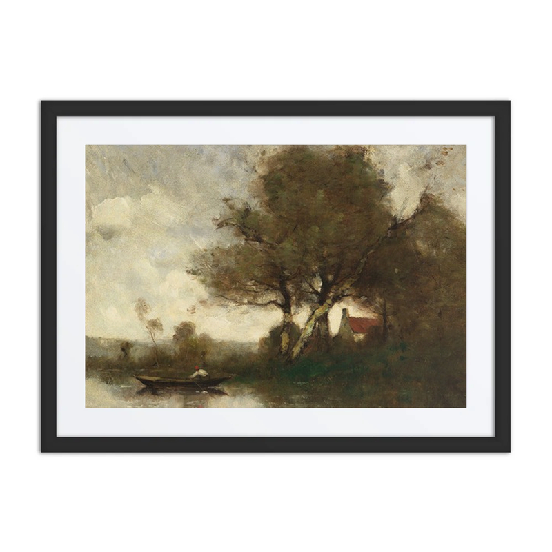 River Landscape with Boatman and House