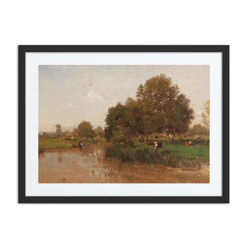 River Landscape with Cows Resting