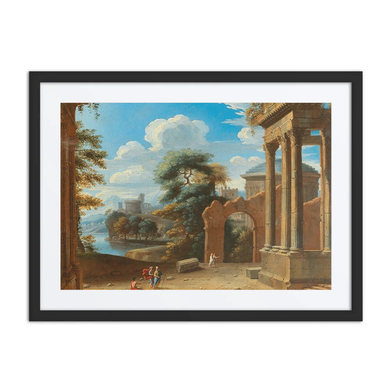 River Landscape with Figures by Ruins