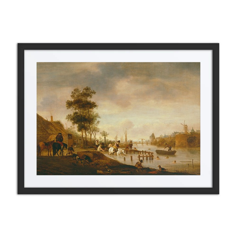 River Landscape with Swimmers