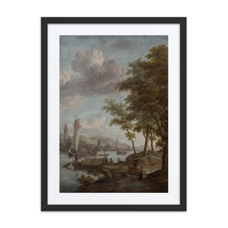 River Landscape with Town