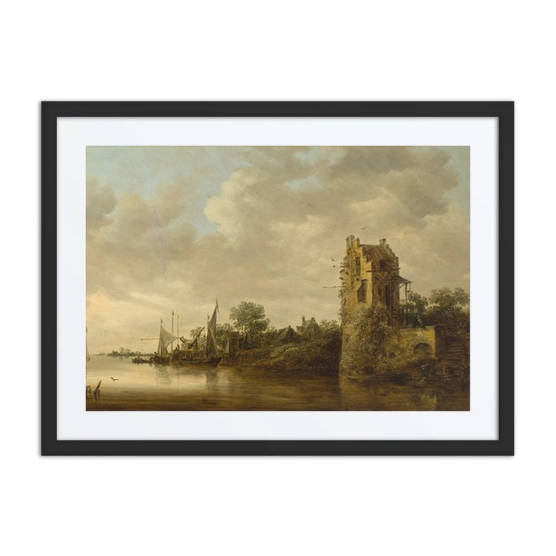 Riverside with an Old Tower