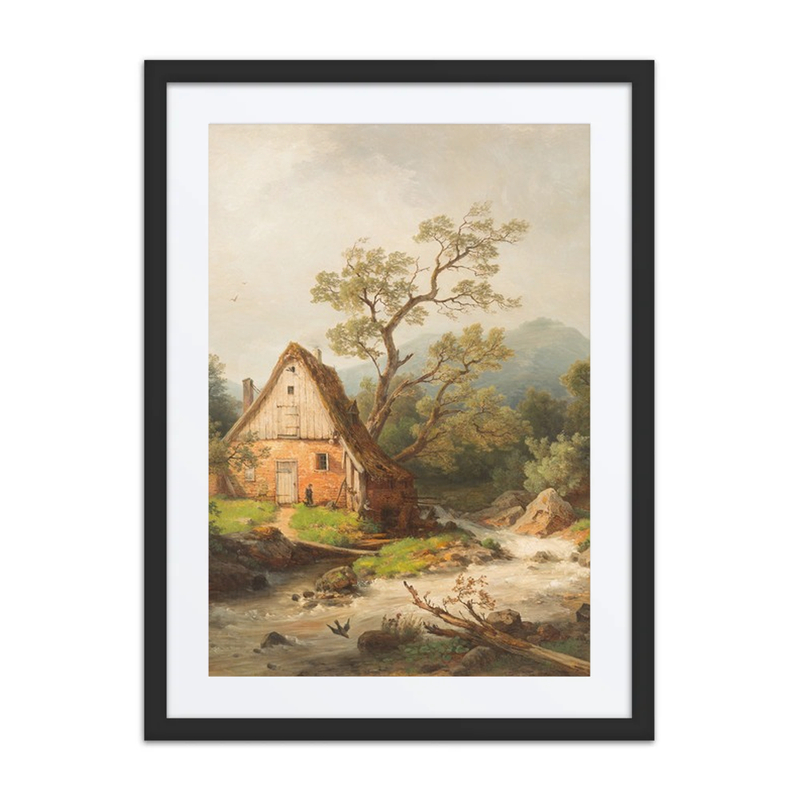 Romantic Watermill by a Stream